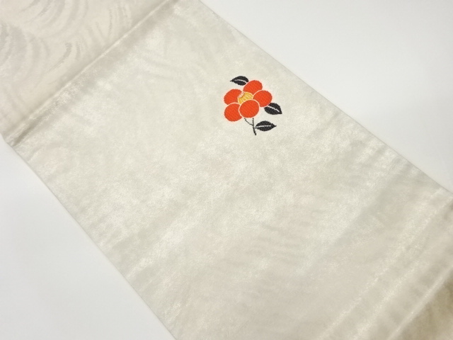 JAPANESE KIMONO / VINTAGE HIRAKI NAGOYA OBI / WOVEN CAMELLIA